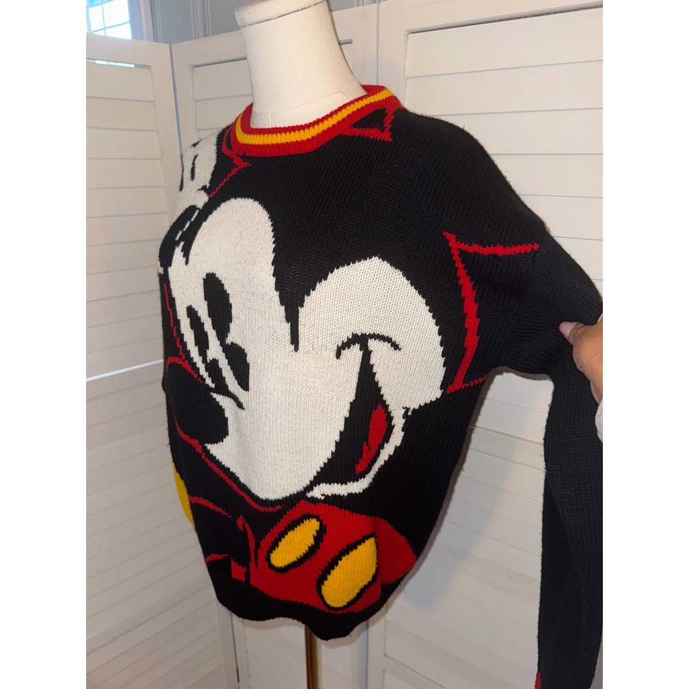 Mickey and Co Womens Black Knit Sweater Graphic Print Disney Character Size L - Picture 4 of 7